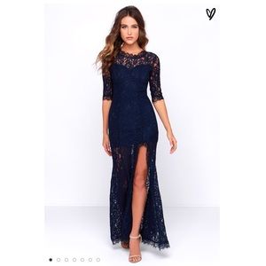 Lulus Only One Navy Blue Lace Maxi Dress
